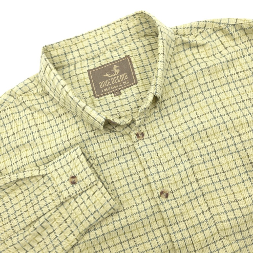 Dixie Decoys Men's Yellow Plaid Flannel Long Sleeve Button Down Shirt 2XL